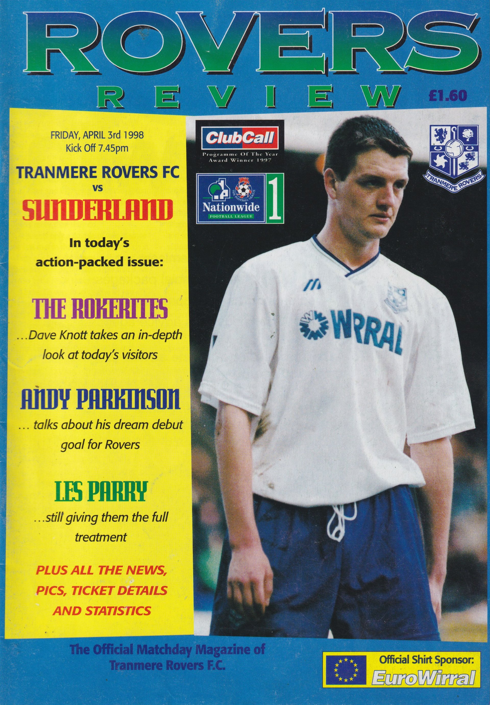 Tranmere Rovers v Sunderland match programme